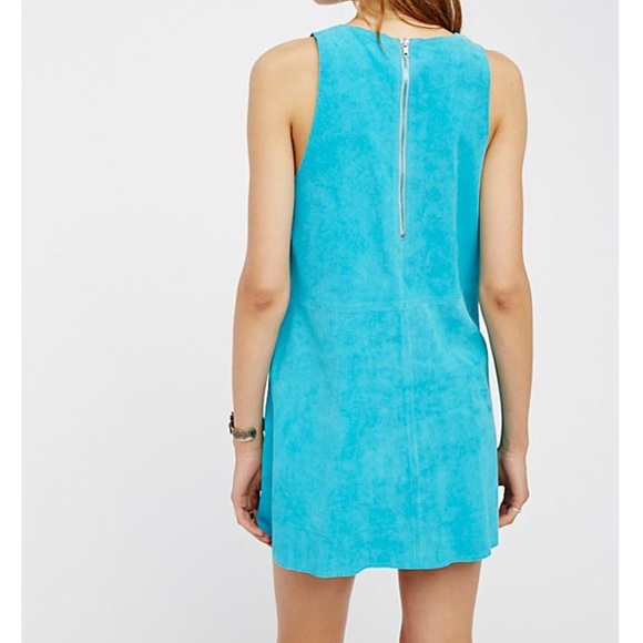 Free People Teal Retro Love Suede Mini Dress - Picture 2 of 8